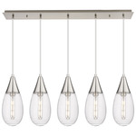 Malone Linear Multi Light Pendant - Brushed Satin Nickel / Striped Clear