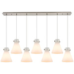 Newton Cone Linear Multi Light Pendant - Brushed Satin Nickel / Frosted