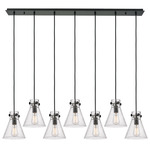 Newton Cone Linear Multi Light Pendant - Matte Black / Clear Seedy