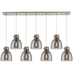 Newton Bell Linear Pendant - Brushed Satin Nickel / Smoked