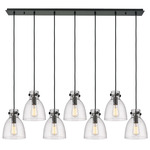 Newton Bell Linear Pendant - Matte Black / Clear Seedy