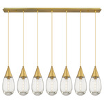 Malone Linear Multi Light Pendant - Brushed Brass / Clear