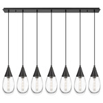 Malone Linear Multi Light Pendant - Matte Black / Clear