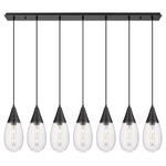 Malone Linear Multi Light Pendant - Matte Black / Striped Clear