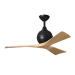 Irene Ceiling Fan - Matte Black / Light Maple Tone