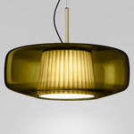 Plisse Pendant - Matte Steel / Old Green