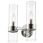 Datus Double Wall Sconce - Polished Nickel / Clear