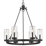 Marlow Outdoor Chandelier - Matte Black / Clear Seedy