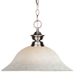 Riviera Flared Glass Pendant - Brushed Nickel / White Mottle