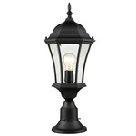 Wakefield Outdoor Pier Light with Simple Round Base - Black / Clear Beveled