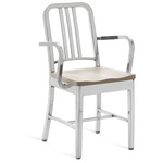 1104 Navy Collection Armchair - Hand Polished Aluminum / Ash Plywood