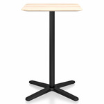 2 Inch X Base Counter Square Table - Black Powder Coated Aluminum / Accoya Wood