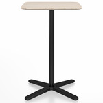 2 Inch X Base Counter Square Table - Black Powder Coated Aluminum / Ash Plywood