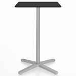 2 Inch X Base Counter Square Table - Silver Powder Coated Aluminum / Black HPL