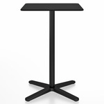 2 Inch X Base Counter Square Table - Black Powder Coated Aluminum / Black HPL