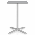 2 Inch X Base Counter Square Table - Silver Powder Coated Aluminum / Grey HPL