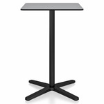 2 Inch X Base Counter Square Table - Black Powder Coated Aluminum / Grey HPL