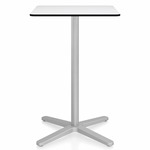 2 Inch X Base Counter Square Table - Silver Powder Coated Aluminum / White HPL