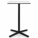 2 Inch X Base Counter Square Table - Black Powder Coated Aluminum / White HPL