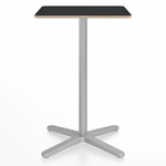 2 Inch X Base Counter Square Table - Silver Powder Coated Aluminum / Black Laminate Plywood