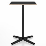 2 Inch X Base Counter Square Table - Black Powder Coated Aluminum / Black Laminate Plywood