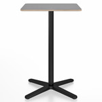 2 Inch X Base Counter Square Table - Black Powder Coated Aluminum / Grey Laminate Plywood