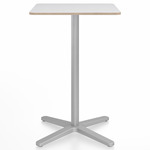 2 Inch X Base Counter Square Table - Silver Powder Coated Aluminum / White Laminate Plywood