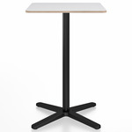 2 Inch X Base Counter Square Table - Black Powder Coated Aluminum / White Laminate Plywood