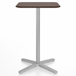 2 Inch X Base Counter Square Table - Silver Powder Coated Aluminum / Walnut Plywood