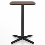 2 Inch X Base Counter Square Table - Black Powder Coated Aluminum / Walnut Plywood