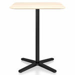 2 Inch X Base Counter Square Table - Black Powder Coated Aluminum / Accoya Wood