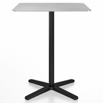 2 Inch X Base Counter Square Table - Black Powder Coated Aluminum / Hand Brushed Aluminum