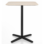 2 Inch X Base Counter Square Table - Black Powder Coated Aluminum / Ash Plywood