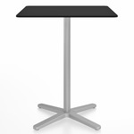 2 Inch X Base Counter Square Table - Silver Powder Coated Aluminum / Black HPL