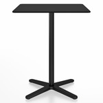 2 Inch X Base Counter Square Table - Black Powder Coated Aluminum / Black HPL