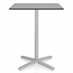 2 Inch X Base Counter Square Table - Silver Powder Coated Aluminum / Grey HPL