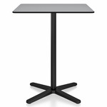 2 Inch X Base Counter Square Table - Black Powder Coated Aluminum / Grey HPL