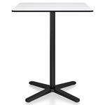 2 Inch X Base Counter Square Table - Black Powder Coated Aluminum / White HPL