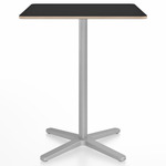 2 Inch X Base Counter Square Table - Silver Powder Coated Aluminum / Black Laminate Plywood