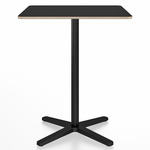 2 Inch X Base Counter Square Table - Black Powder Coated Aluminum / Black Laminate Plywood