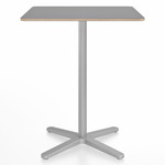 2 Inch X Base Counter Square Table - Silver Powder Coated Aluminum / Grey Laminate Plywood