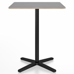 2 Inch X Base Counter Square Table - Black Powder Coated Aluminum / Grey Laminate Plywood