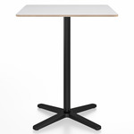 2 Inch X Base Counter Square Table - Black Powder Coated Aluminum / White Laminate Plywood