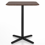 2 Inch X Base Counter Square Table - Black Powder Coated Aluminum / Walnut Plywood