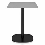 2 Inch Flat Base Cafe Table - Black Powder Coated Aluminum / Hand Brushed Aluminum