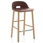 Alfi Low Back Bar/ Counter Stool - Natural Ash / Brown