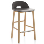 Alfi Low Back Bar/ Counter Stool - Natural Ash / Dark Grey