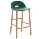 Alfi Low Back Bar/ Counter Stool - Natural Ash / Green Polypropylene