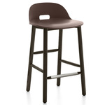 Alfi Low Back Bar/ Counter Stool - Dark Stained Ash / Brown