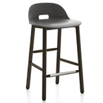 Alfi Low Back Bar/ Counter Stool - Dark Stained Ash / Dark Grey